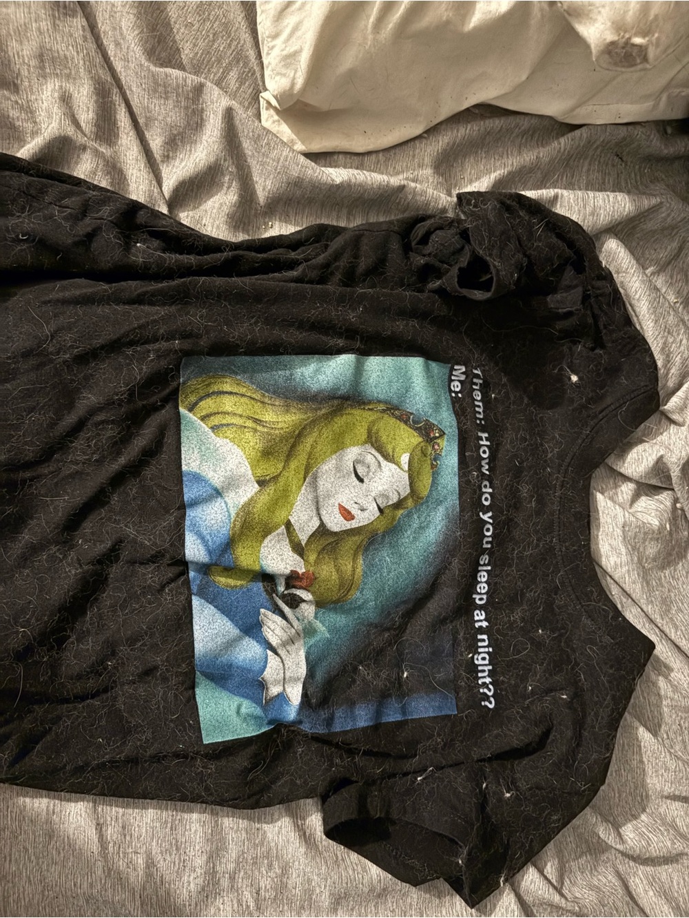 Disney Black Muscle Tee with Sleeping Princess Graphic